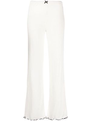 ROTATE pointelle-knit flared leggings - White
