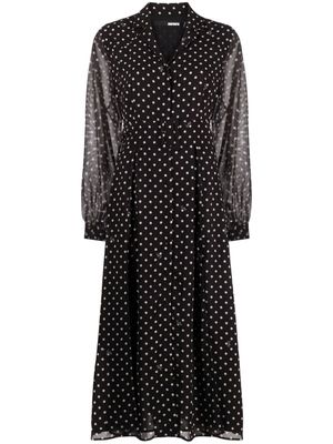 ROTATE polka dot-print belted midi dress - Black