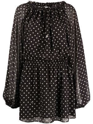 ROTATE polka dot-print puff-sleeves minidress - Black