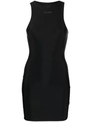 ROTATE rhinestone-logo jersey minidress - Black
