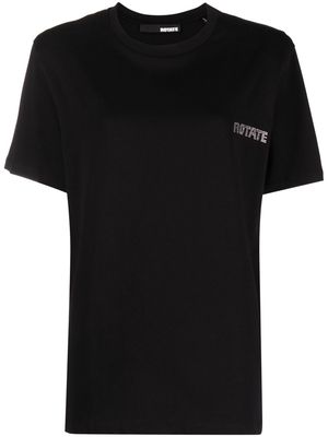 ROTATE rhinestone-logo organic-cotton T-shirt - Black