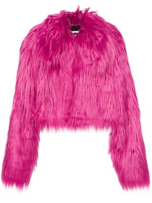 ROTATE round-neck faux-shearling jacket - Pink