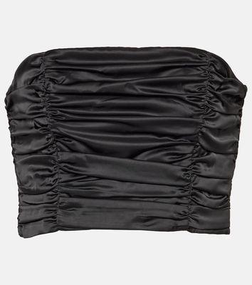Rotate Ruched satin crop top