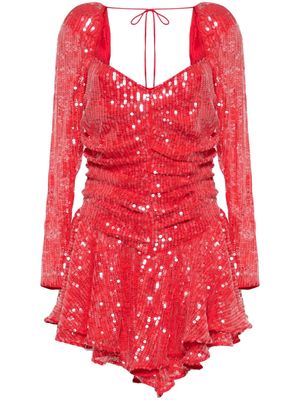 ROTATE ruched sequinned minidress - Red