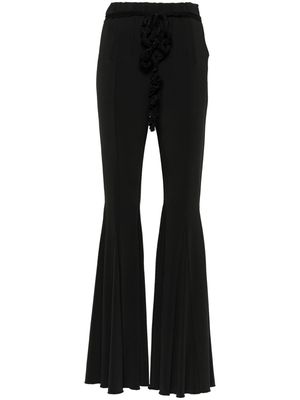 ROTATE ruffle-detailing high-waist flared trousers - Black