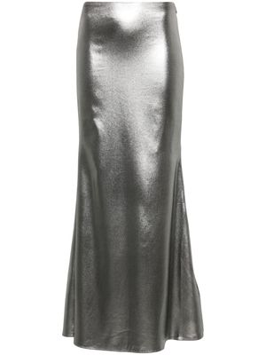 ROTATE semi-train metallic-effect maxi skirt - Silver