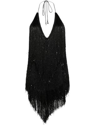 ROTATE sequin-embellished fringed bodysuit - Black