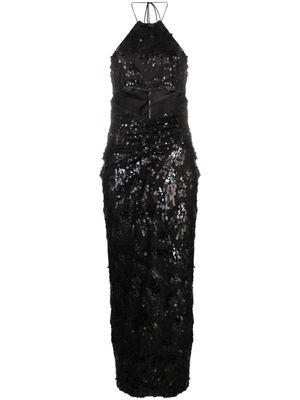 ROTATE sequin-embellished halterneck midi dress - Black