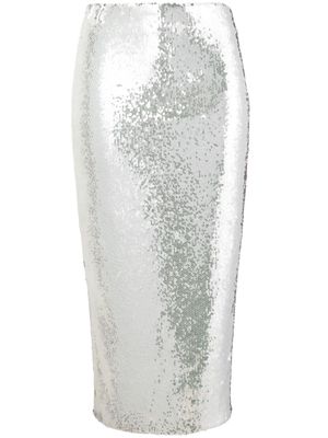 ROTATE sequin-embellished pencil skirt - White