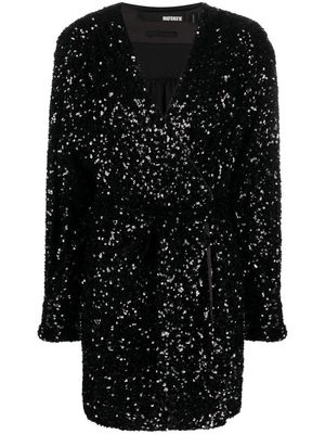 ROTATE sequin-embellished wrap minidress - Black