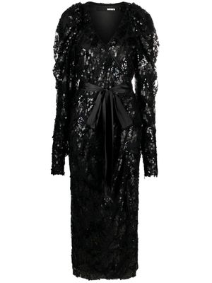 ROTATE sequined wrap midi dress - Black