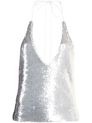 ROTATE sequinned halterneck top - White