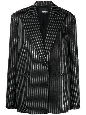 ROTATE sequinned striped single-breasted blazer - Black