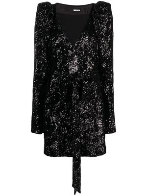 ROTATE sequinned-tulle wrap minidress - Black