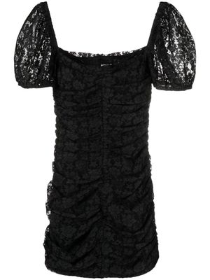 ROTATE short puff-sleeves lace mini dress - Black
