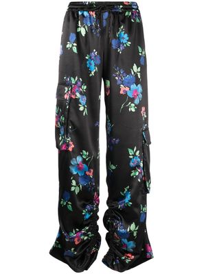 ROTATE Silla floral-print cargo trousers - Black