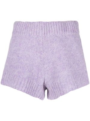 ROTATE Susanna ribbed-trim knitted shorts - Purple