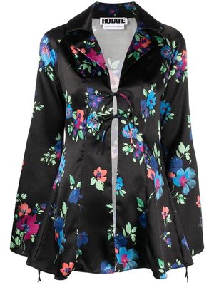 ROTATE Tammi floral-print blouse - Black