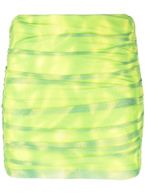 ROTATE tie dye-print ruched miniskirt - Green