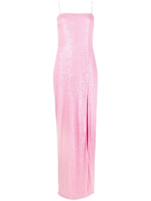 ROTATE Transparent Sequins slit-detail maxi dress - Pink