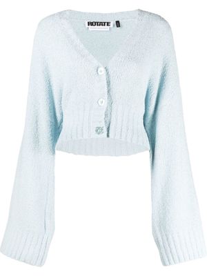 ROTATE wide-sleeve cropped cardigan - Blue
