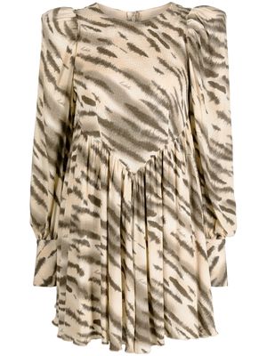 ROTATE zebra-print long-sleeve minidress - Neutrals