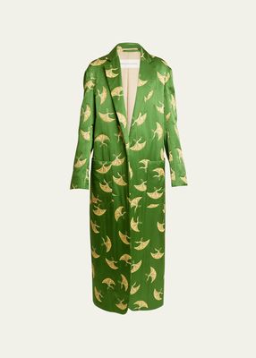 Rougies Long Embroidered Silk Coat