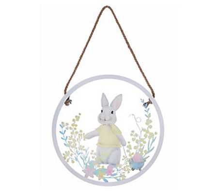 Round Acrylic Easter Bunny With Cart Frame 15.7 5"D By Valerie