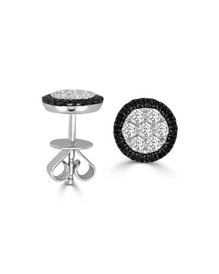 Round Firenze II Black and White Diamond Earrings