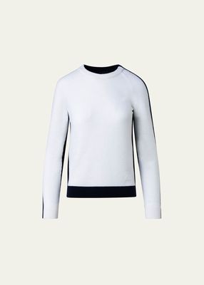 Round-Neck Two-Tone Cashmere Sweater