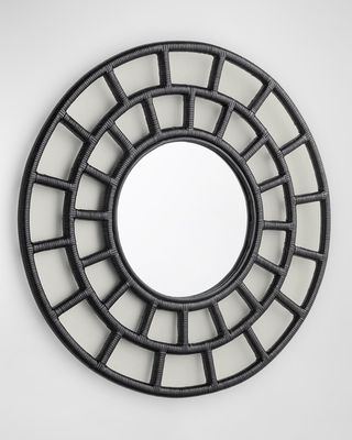 Round Rattan Mirror, 35"