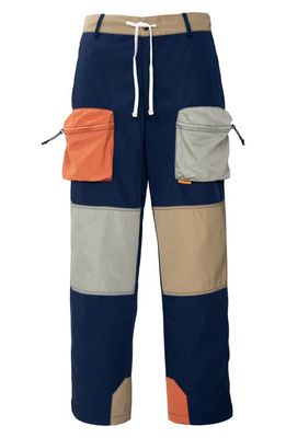 Round Two Colorblock Hiking Cargo Pants in Blue Multi