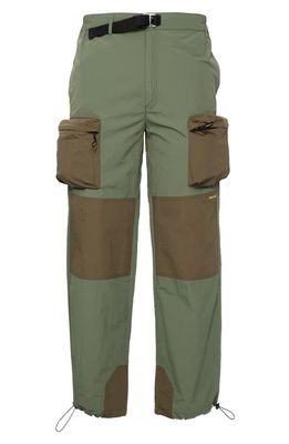Round Two Colorblock Hiking Cargo Pants in Green