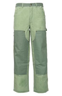 Round Two Double Knee Wax Cotton Carpenter Pants in Green