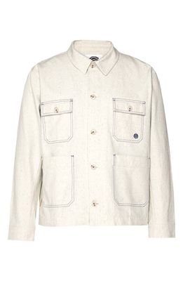 Round Two Flecked Canvas Military Jacket in Natural Multi