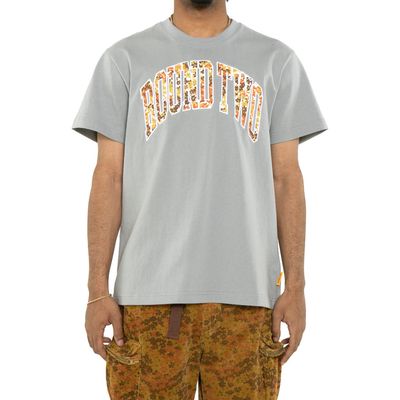 Round Two Floral Arch Logo Graphic T-Shirt in Grey 