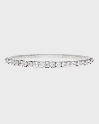 Round White Diamond Stretch Tennis Bracelet