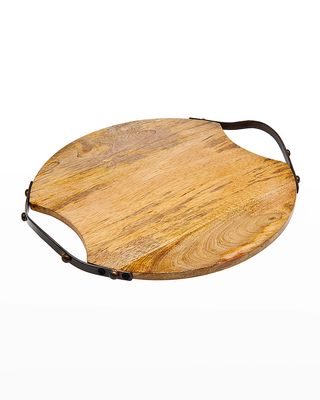 Round Wood Handled Tray
