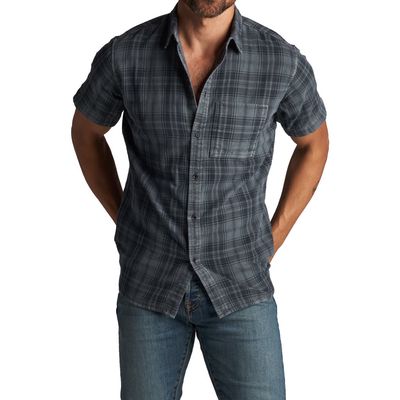 Rowan Bray Plaid Short Sleeve Button-Up Shirt in Slate Plaid 