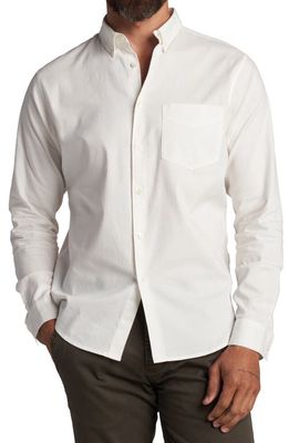 Rowan Henrick Cotton Oxford Button-Down Shirt in White 