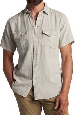 Rowan Leeds Cotton Gauze Short Sleeve Button-Up Shirt in Chalk 