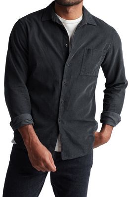 Rowan Nobel Fine Wale Corduroy Button-Up Shirt in Faded Black