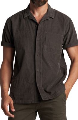 Rowan Zion Cotton Corduroy Short Sleeve Button-Up Shirt in Faded Black