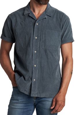 Rowan Zion Cotton Corduroy Short Sleeve Button-Up Shirt in Slate 