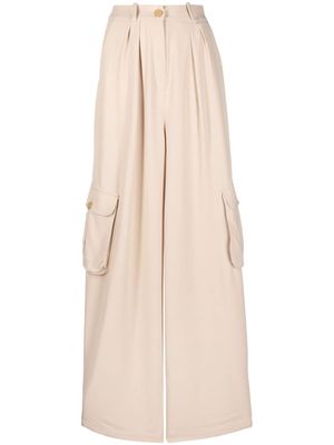 Rowen Rose high-waisted pleated cargo trousers - Neutrals