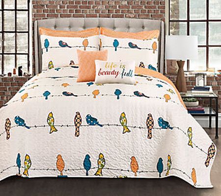 Rowley Birds Quilt 7-Piece King Quilt Set by Lu sh Decor