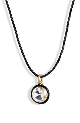 ROXANNE ASSOULIN Bezel Crystal Pendant Necklace in Gold/Black/Clear Cz
