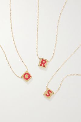 Roxanne Assoulin - Initial This Gold-plated And Enamel Necklace - Red