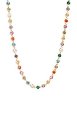 ROXANNE ASSOULIN Rainbow Cubic Zirconia Necklace in Gold Multi