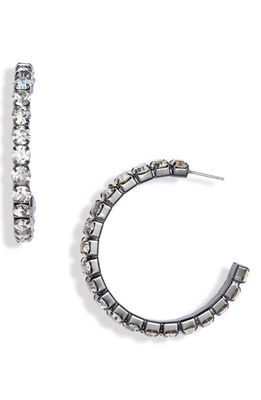 ROXANNE ASSOULIN The Never Goes Out of Style Hoop Earrings in Hematite/Clear